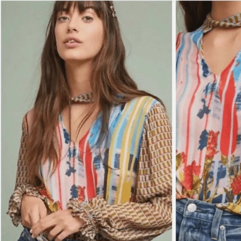 Conditions Apply for Anthropologie size M mixed print blouse - Picture 1 of 8